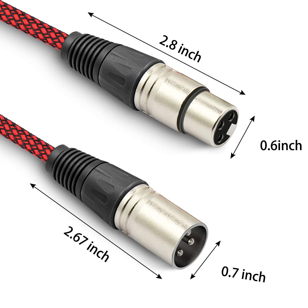 Premium XLR Maschio a Femmina 3 Pin Plug in Nylon Intrecciato Schermato Professionale Audio Microfono Bilanciato Cavo per Sistema di Altoparlanti, Mixer (2m 6 Pack)