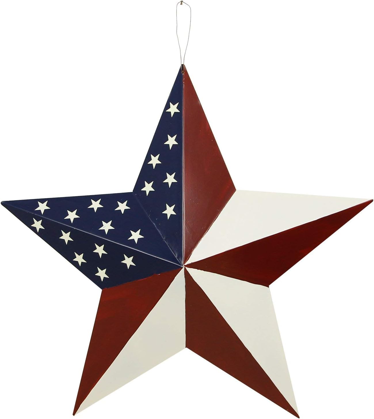 Metal Barn Star, American Patriotic Star Wall Decoration Outdoor Indoor Hanging Wall Decor Star Ornament 21Inch (American Barn Star-E)