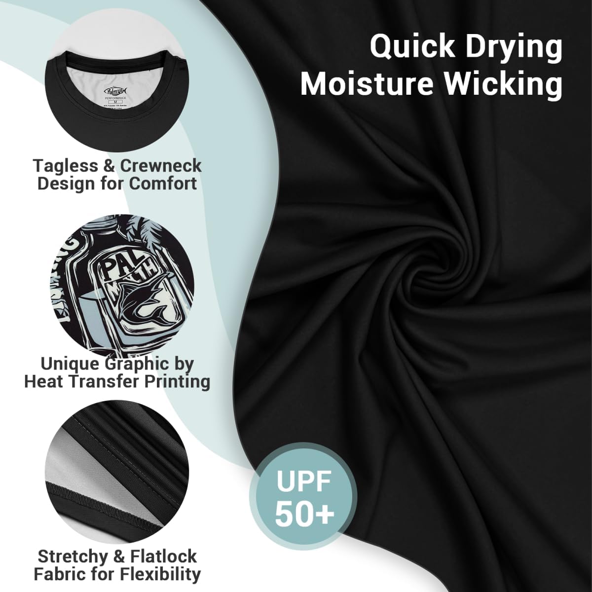 Palmyth Fishing Shirts for Men Short Sleeve T-Shirt UPF 50+ Sun Protection UV Tee - Image 5