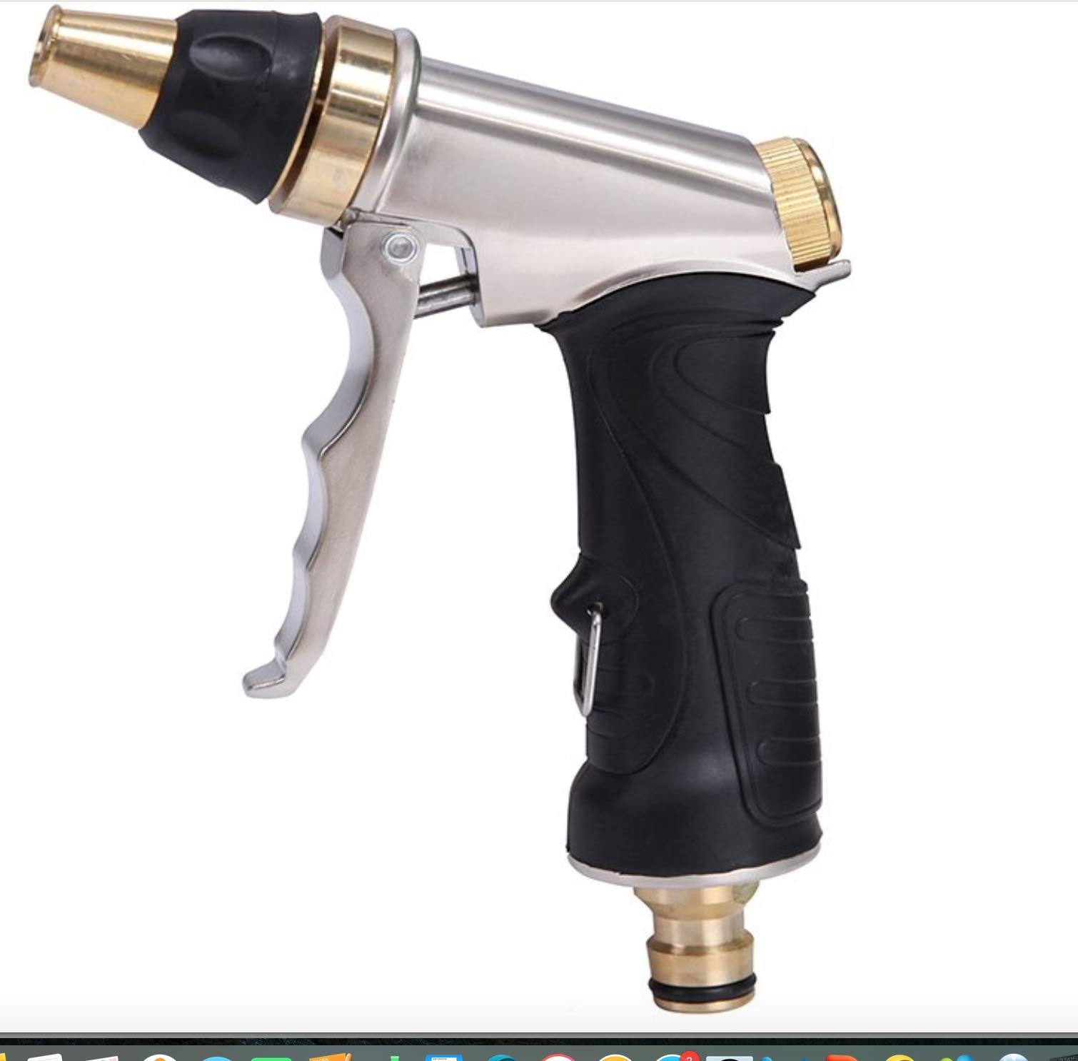 Boquilla de manguera, pistola de pulverización de metal ajustable para regar plantas, césped, limpieza y lavado de coches