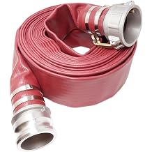 Gloxco 3" x 50 Red Heavy Duty Lay Flat PVC Discharge Hose Assembly with Aluminum Cam and Groove C and E Fittings