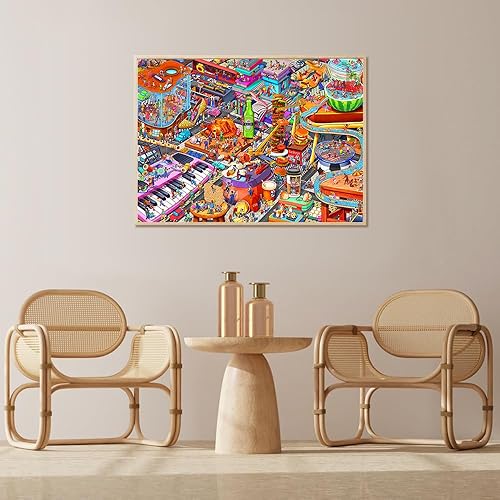 Miniatura 5 de HUADADA Rompecabezas para adultos de 1000 piezas para adultos, rompecabezas desafiantes con letras en la parte posterior (fiesta del mundo de la