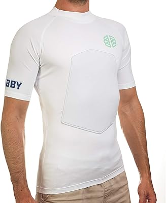RIBBY SPF 50+ 5mm Padded Rash Guard for Surfing, Boogie, Scuba White