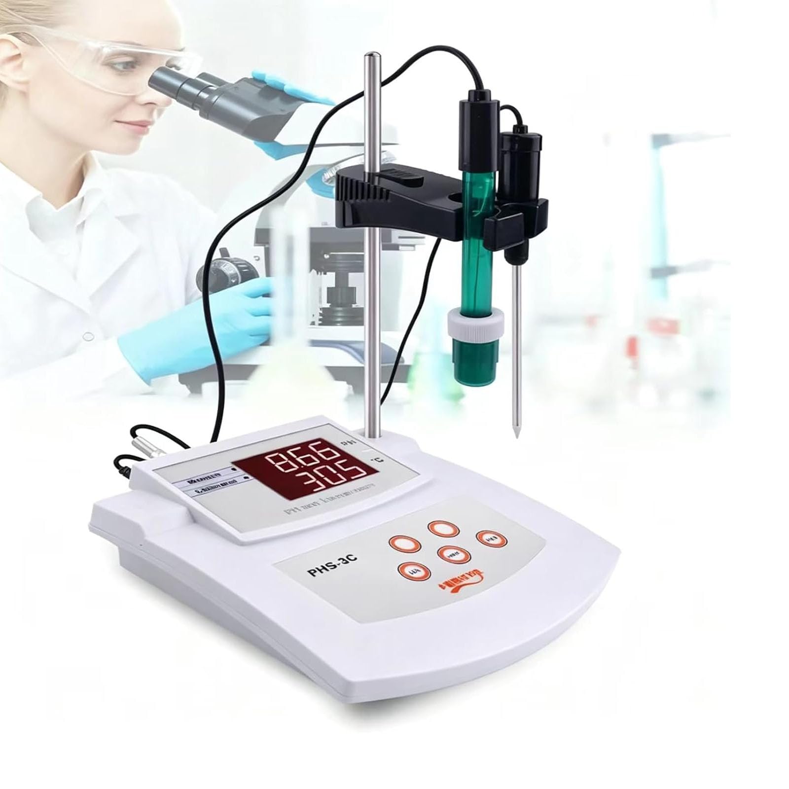 IMOYBBR Benchtop Digital Ph Meter Laboratory Tester High Accuracy 0.01 Ph With Temperature Measurement Automatic Calibration And Atc For Lab Aquarium Water Testing Use