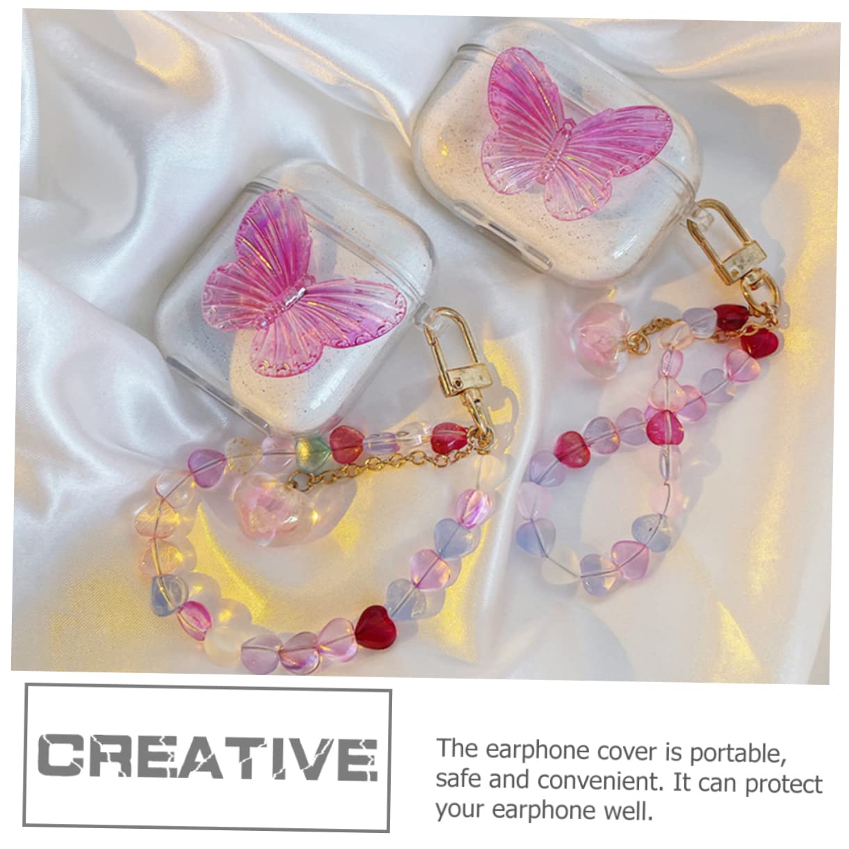 HEMOTON 5stücke Wireless Earphone Case Mit Herzanhänger Für Schützende Hülle Glitzerndem Leichte Und Kompakte Aufbewahrung Für -kopfhörer