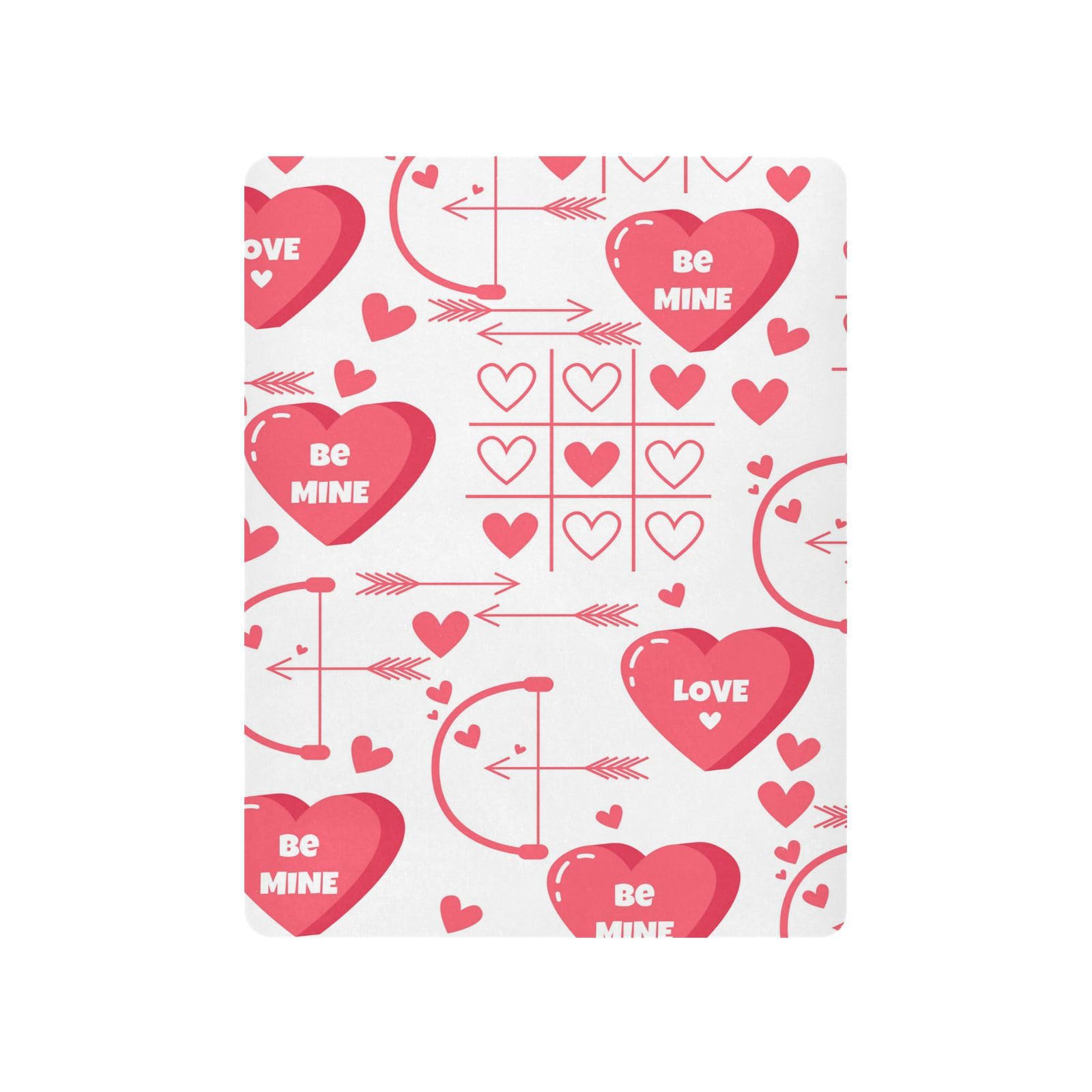 Moudou Valentine's Day Love Heart Playard Sheet for Boy Girls, Soft Breathable Fitted Toddler Sheet for Standard Playard Bed Mattress, 39 x 27 x 5 Inch