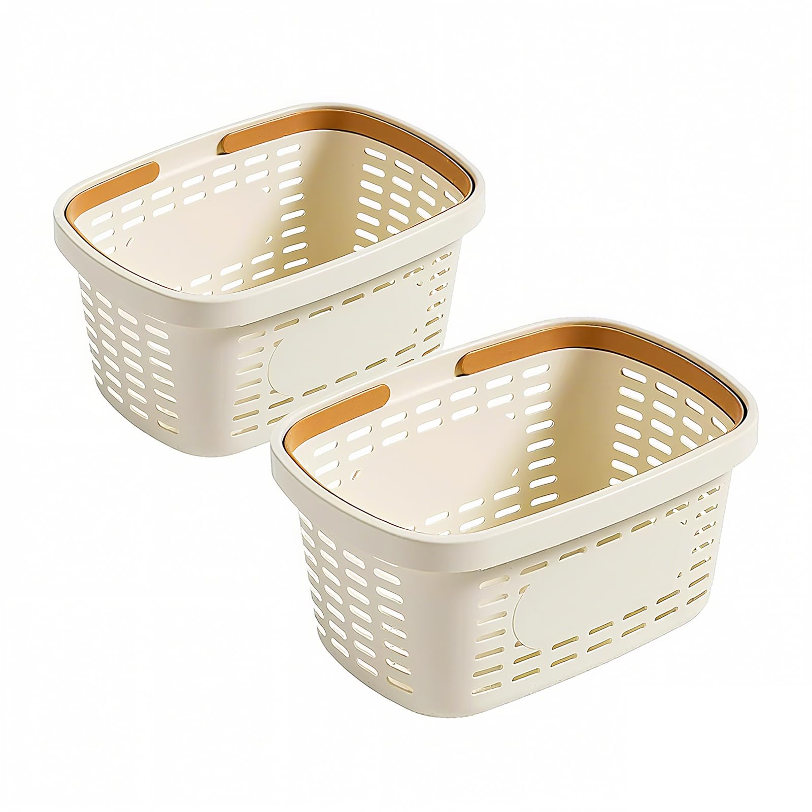 2 Pack Plastic Storage Basket with Handle Portable Shower Caddy Tote Organizer Bins for Bathroom Kitchen Dorm or