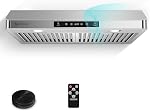 AMZCHEF Under Hotte de portée Cabinet 30 De pouce, 750CFM Cuisinière de cuisine en acier inoxydable 3 Contrôle du bouton de l'appareil d'échappement de vitesse LED lumières Lave-vaisselle-Safe Baffle Filtres Trois conception de sortie , Capuche en acier inoxydable avec contrôle de bouton, minuterie, LED lumières &