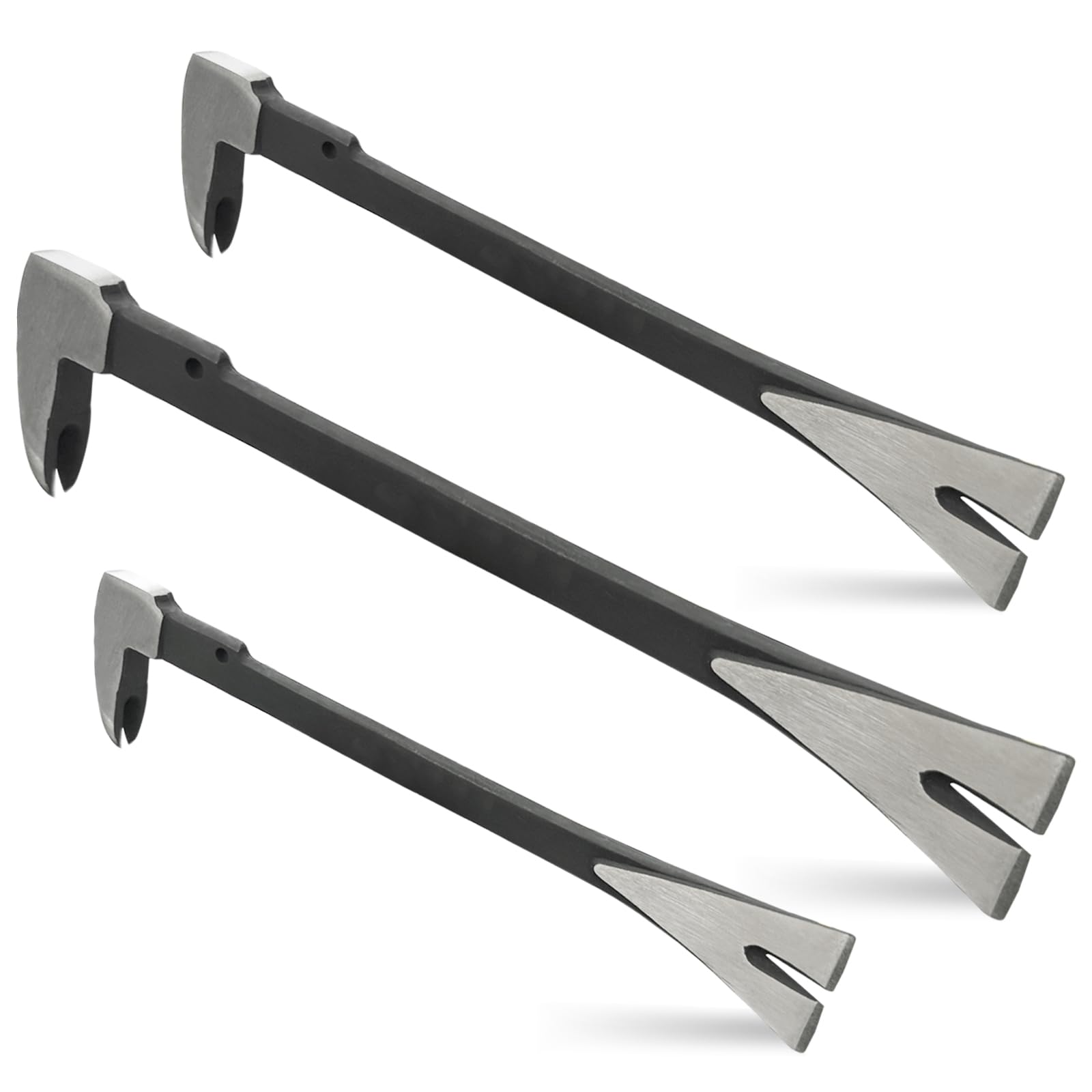 WEDO 3PCS Pry Bar Set,8"+10"+12" Nail Puller,High Carbon Steel Crowbar,V Type Cats Paw Nail Remover,Utility Claw Bar Tool for Home Remolding,
