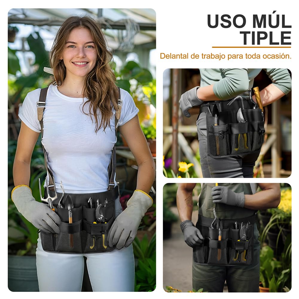 WINHUNT Gardening Tools Belt, 8 Pockets Heavy Duty for Women & Men, 1680D Water Resistant Tool Pouch for Builders Carpenters - Image 3