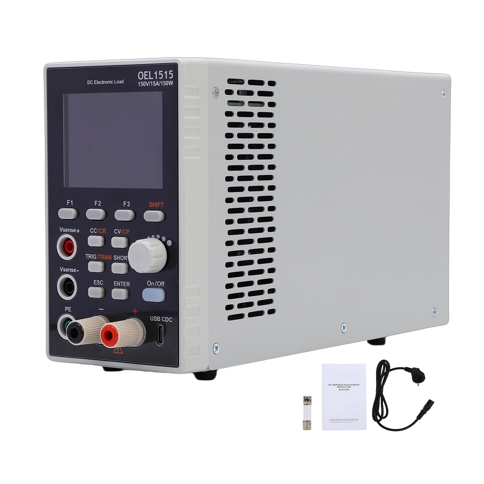 Eujgoov 150 W Programmierbare Elektronische DC-Last, Deckt CC CV CR CP-Modi ab, 0–150 V, 0–15 A, USB RS232, Zum Testen der Batteriestromversorgung mit 110 V AC-Ausgang, DC-USB-LED-Licht (EU-Stecker
