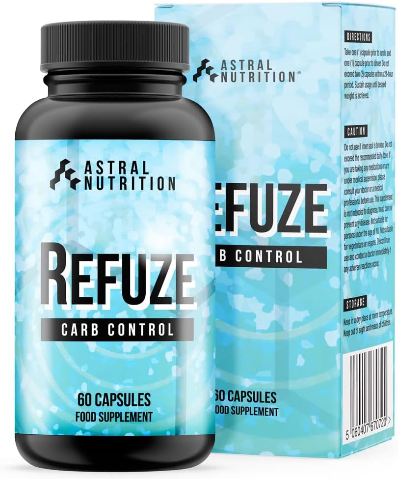 Refuze Carb Blocker - 1 Month Supply | Max Strength Carbohydrate Inhibitor | Advanced Weight Loss Formula