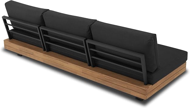 POLY & BARK Celenza 3 Seat Sofa Bench in Grey/Dark Teak