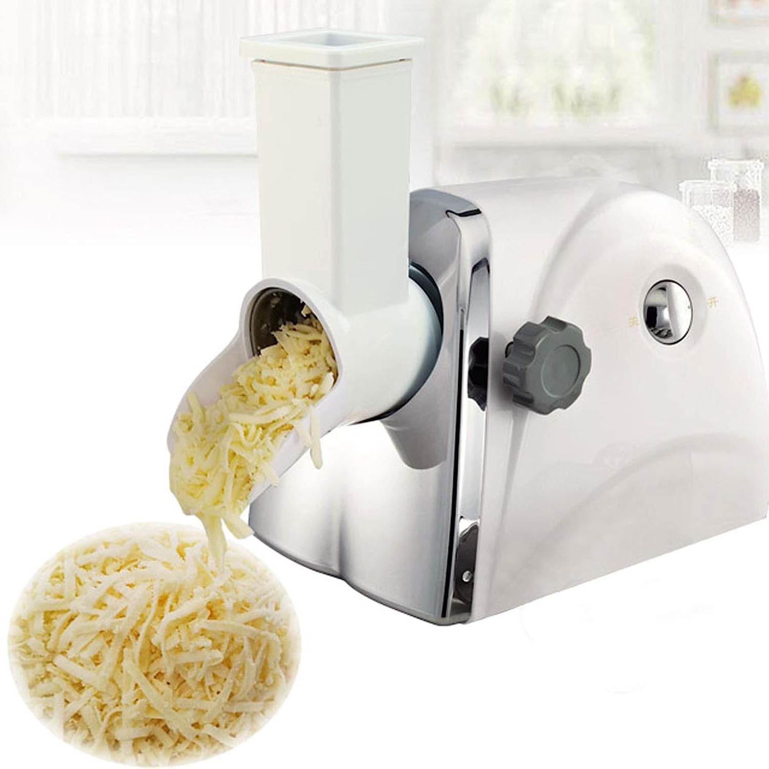 Trituradora eléctrica giratoria con cuchillas de acero inoxidable extraíbles para queso, verduras y más, preparación rápida de la cocina