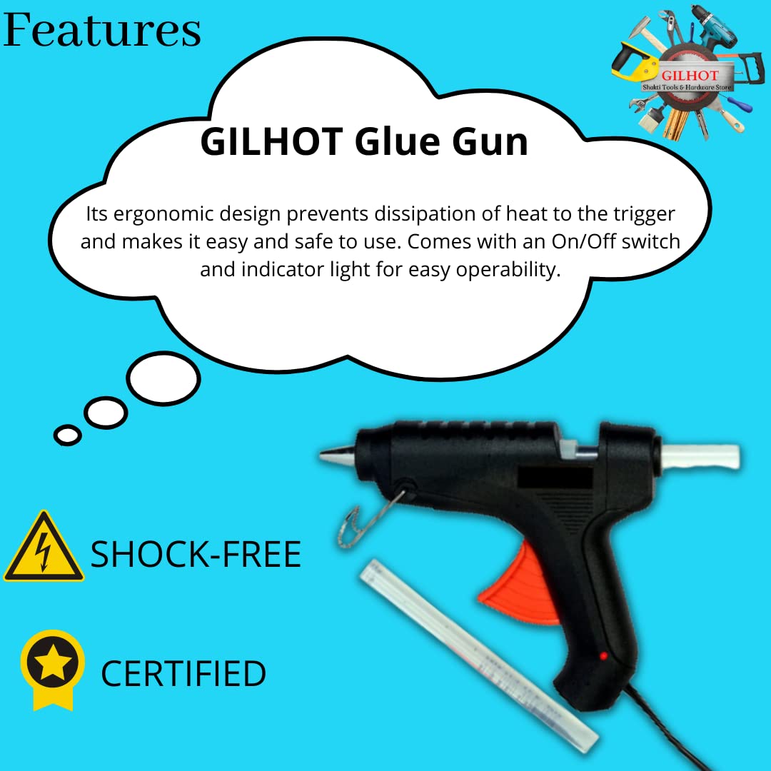 Gilhot® Professional 25 Watt Soldering Iron, Glue gun, Solder Wire and Glue Gun Sticks for beginner and Intermediate 4 in 1 combo (pack of 4) (VMX)