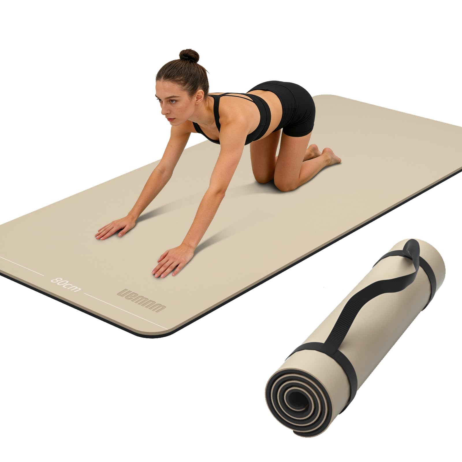 Wide Yoga Mat-80cm Non Slip Extra Thick 1/3'' Fitness Exercise Mat TPE Material High Resiliency Hot Yoga Mats(72“L x 32"W) With Carry Strap for Women