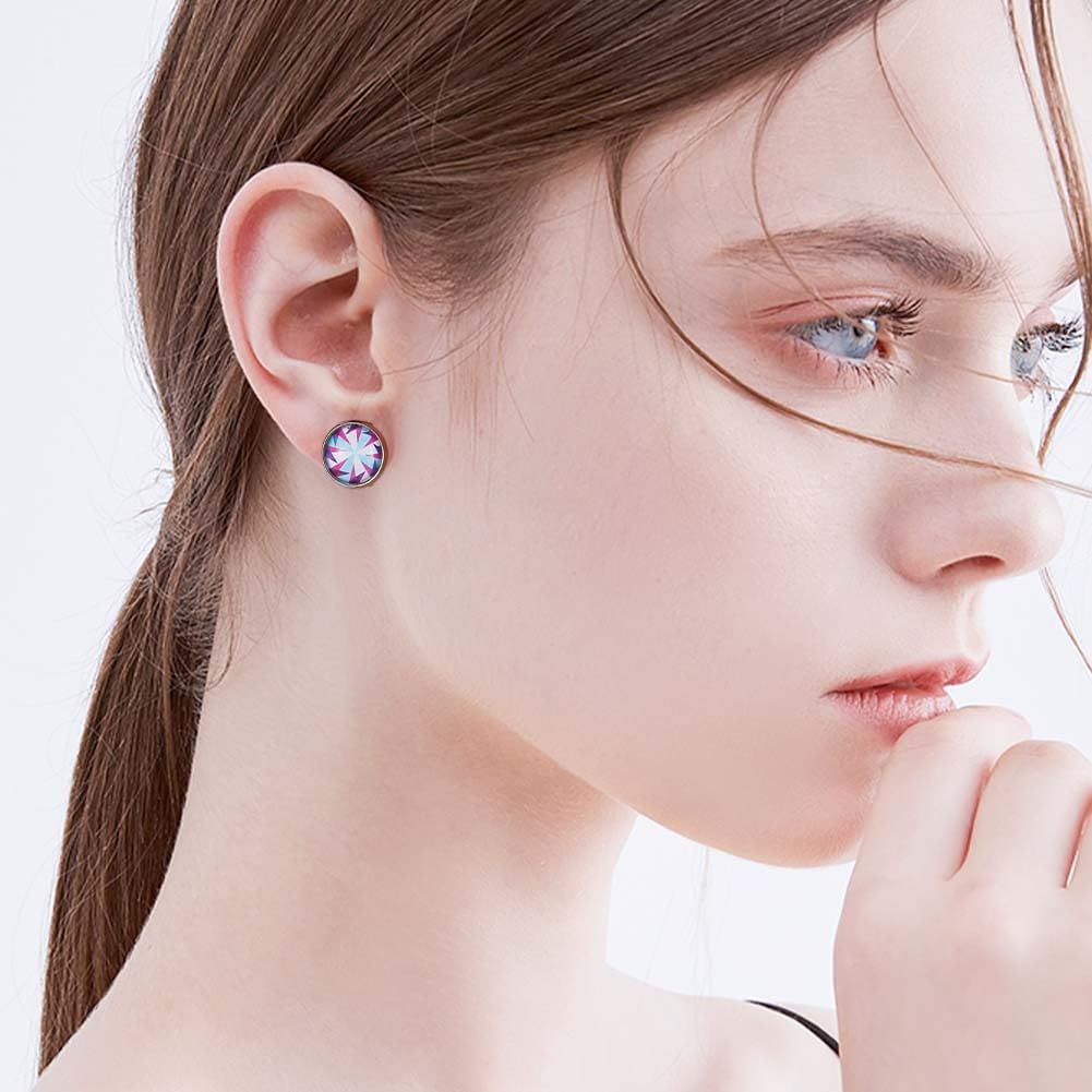 UNICRAFTALE 4 Sizes 8mm/10mm/12mm/14mm Clip-on Earring Blanks with Cabochons 40sets Stainless Steel Earring with Glass Cabochon Flat Tray Leverback Earring for Non-Pierced Ears DIY Earrrings - Image 6