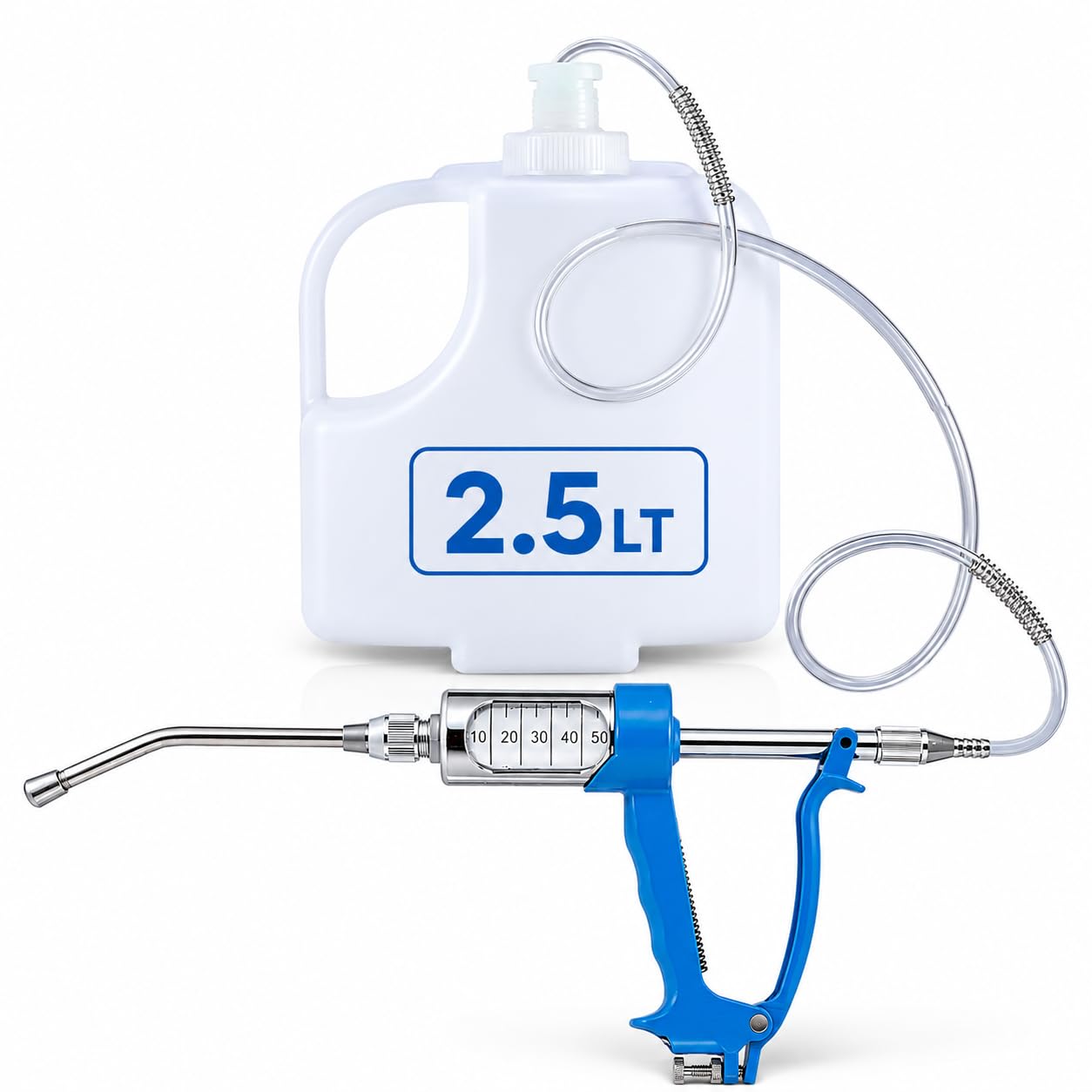 5-50ml Animal Drenching Gun with 2.5L Liquid Medicine Barrel, Adjustable Dose for Cattle, Cow, Goat & Sheep, Veterinary Oral Syringe for Deworming & Vitamin Feeding-image-46