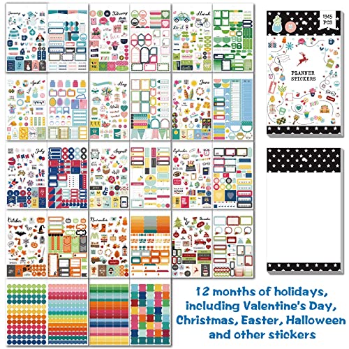 1345PCS Pegatinas Agenda, 28 Hojas Pegatinas de Planificador Pegatinas de Bullet Journal, Adhesivo para Planificador para Calendarios Planificación del Trabajo Presupuesto Planificador y Decoración - imagen 5