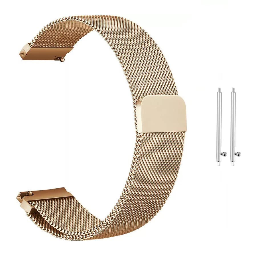 T TECLUSIVE Magnetic Strap Loop Chain 22mm Compatible for Galaxy Watch 3 45mm | Galaxy Watch 46mm | S3 Frontier | Amazfit Stratos GTR | Fossil Explorist | Adjustable Magnetic Metal Band (Gold) (B0BWJGH85C) Amazon Price History, Amazon Price Tracker