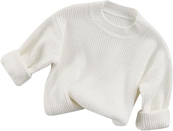 Toddler Baby Boy Girl Fall Winter Knit Sweater Long Sleeve Solid Color Pullover Top Warm Sweatsuit