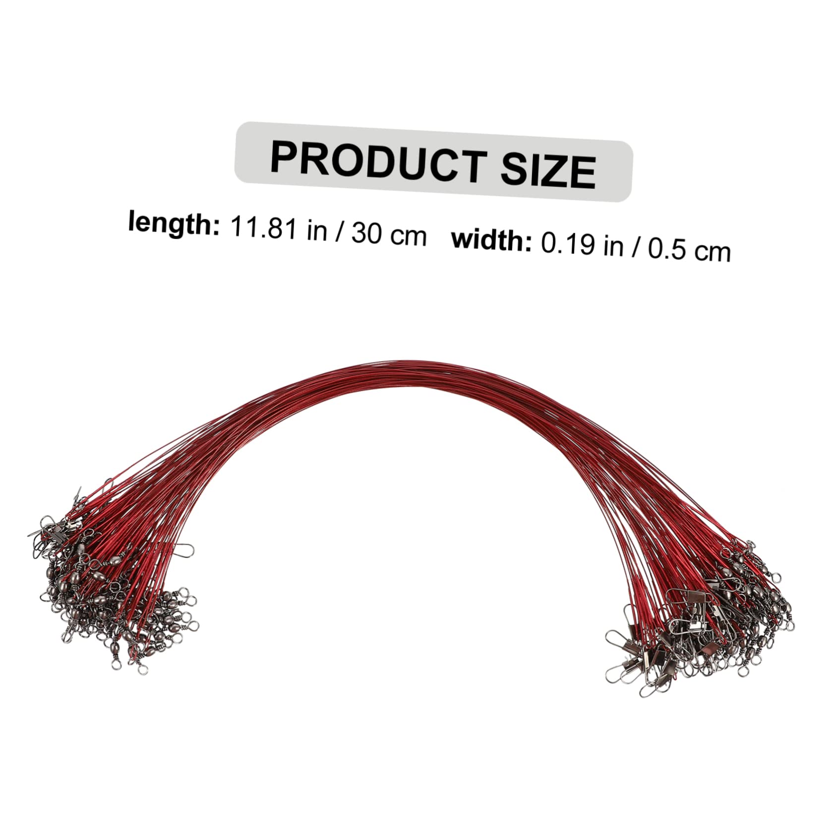 Happyyami Fishing Gear Tackle 100pcs Wire Leader Rigs Red Leaders with Swivel Snap for Wire Fishing