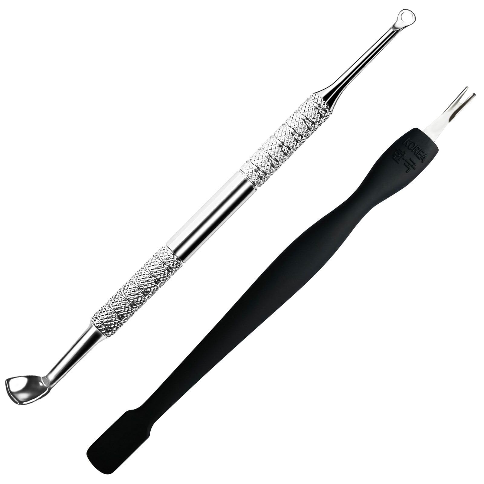 Pingispower Premium Cuticle Pusher with Cuticle Fork Set, 2PCS Professional Stainless Steel Durable Cuticle Remover Manicure Tools Kit for Women at