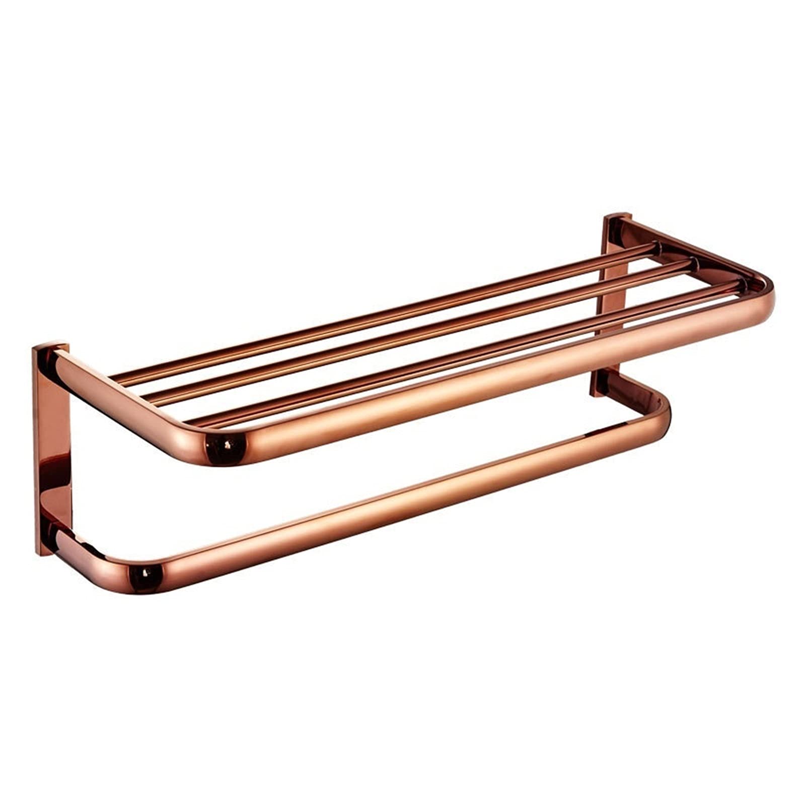 Toallero de baño de oro rosa latón barra de pared estantes aseo