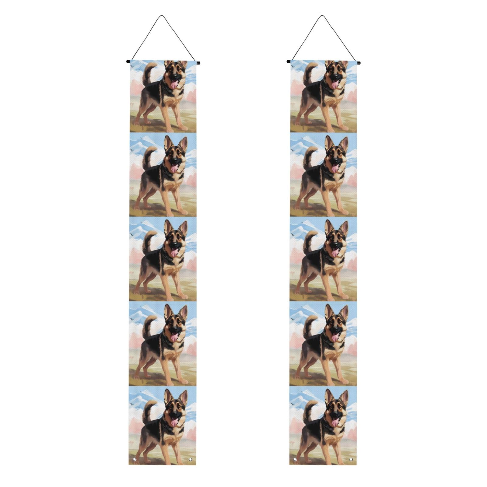 German Shepherd Dog Lovers Porch Banner 2PCS, Summer Hanging Flag Party Porch Sign Front Door Hanging Decorations for Indoor Outdoor Holiday Yard Decor Wall Backdrop 71 x 12 Inch
