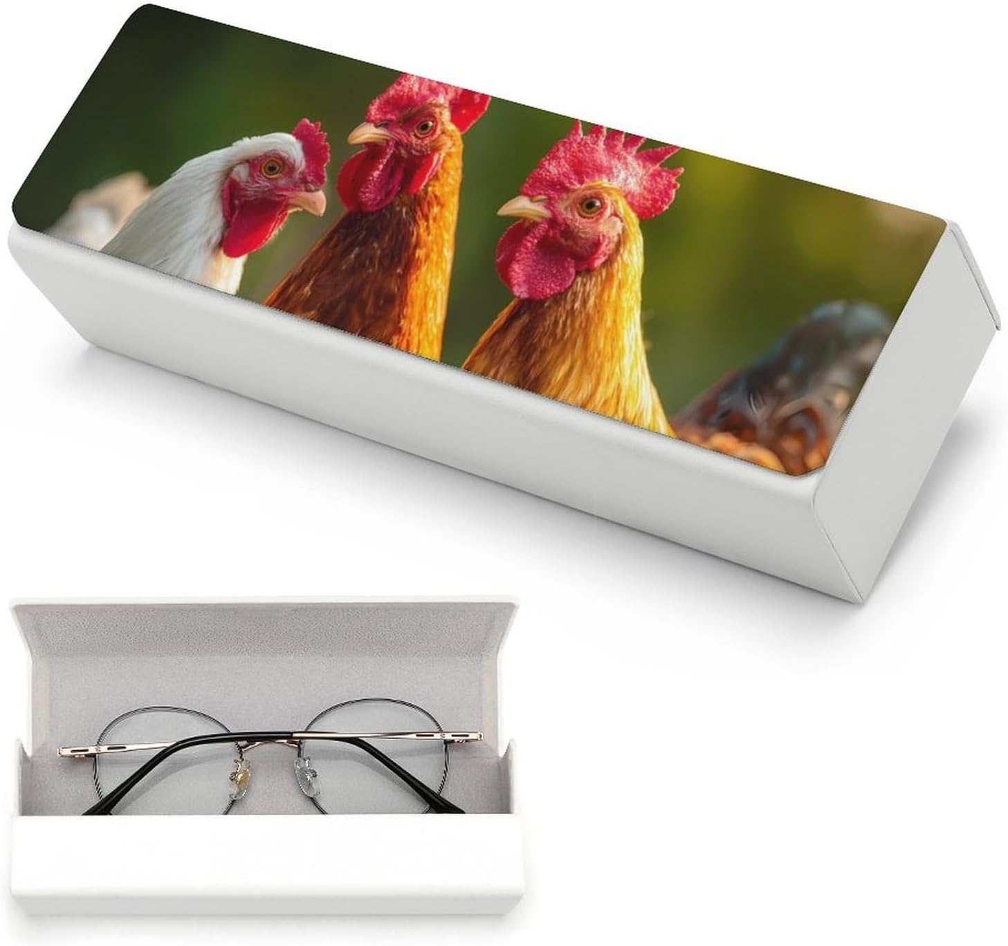 Funny Chickens Eyeglasses Case with Cleaning Cloth image 5