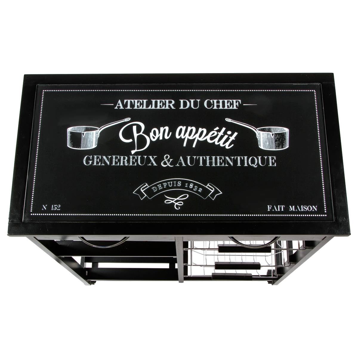 Desserte Roulante Thalia - Design Métal Doré Et Plateau Verre Trempé - H75cm - Atmosphera