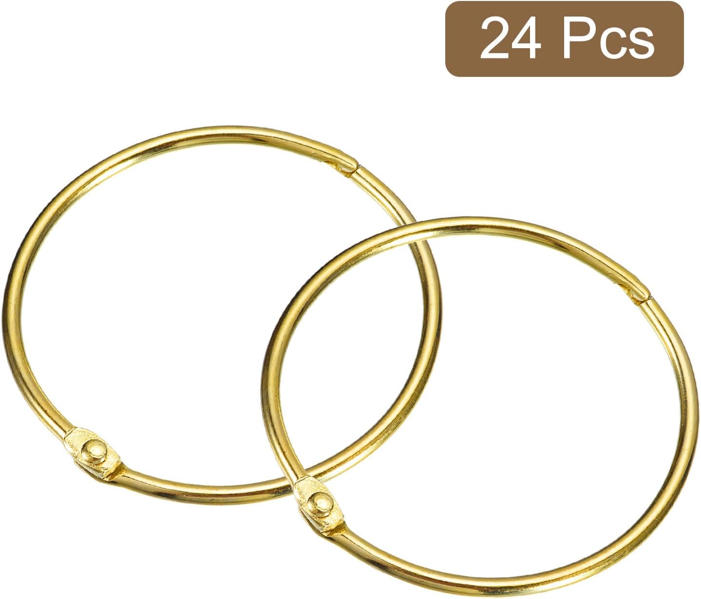 uxcell 24Pcs 3 Inch Shower Curtain Rings Rustproof Metal Round Shower Hooks Snap Joint Design for Bathroom Shower Rod, Gold