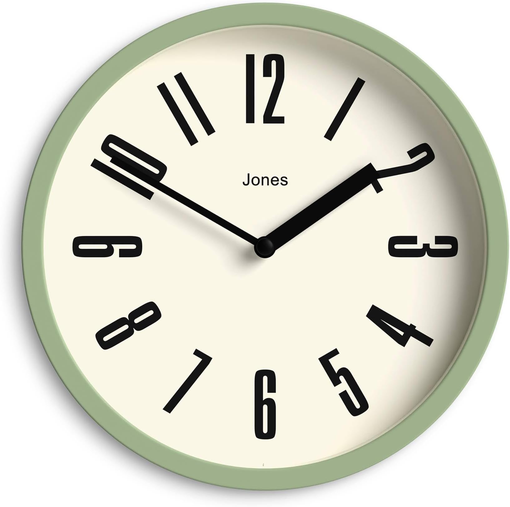 Jones Clocks® Hot Tub wall clock | Small retro round clock | 20cm | Matcha green | Easy to read numbers | Ideal for kitchen, office, children’s room or any small space
