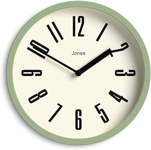 Miniatura 14 de JONES CLOCKS® Reloj de pared para bañera de hidromasaje, pequeño reloj redondo retro, 8 pulgadas, amarillo mostaza, números fáciles de leer, ideal