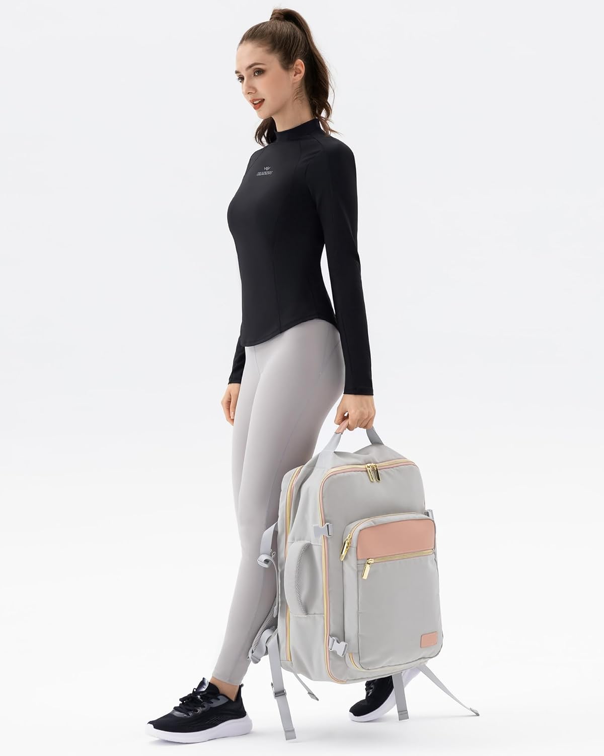 Angel season Women's Long Sleeve Athletic Sun Shirts Rash Guard Stretch Hiking Running Yoga Tops Outdoor, Black Size L - Image 7