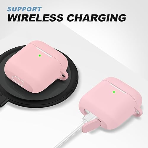 Miniatura 4 de Funda protectora de silicona suave con hebilla para AirPods, viene con bolígrafo limpio, para mujeres y hombres, compatible con Apple AirPods de 2