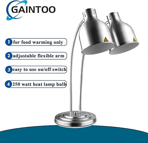 Miniatura 2 de GAINTOO Lámpara de calor de alimentos de doble bombilla para restaurante, calentador de alimentos, lámparas de calefacción portátiles, color