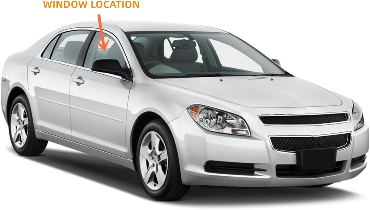 Passenger/Right Side Front Door Window Glass Tempered Replacement for Saturn Aura 2007-2010 / Chevrolet Malibu 2008-2012 ( Not Fit Malibu Classic or Maxx )