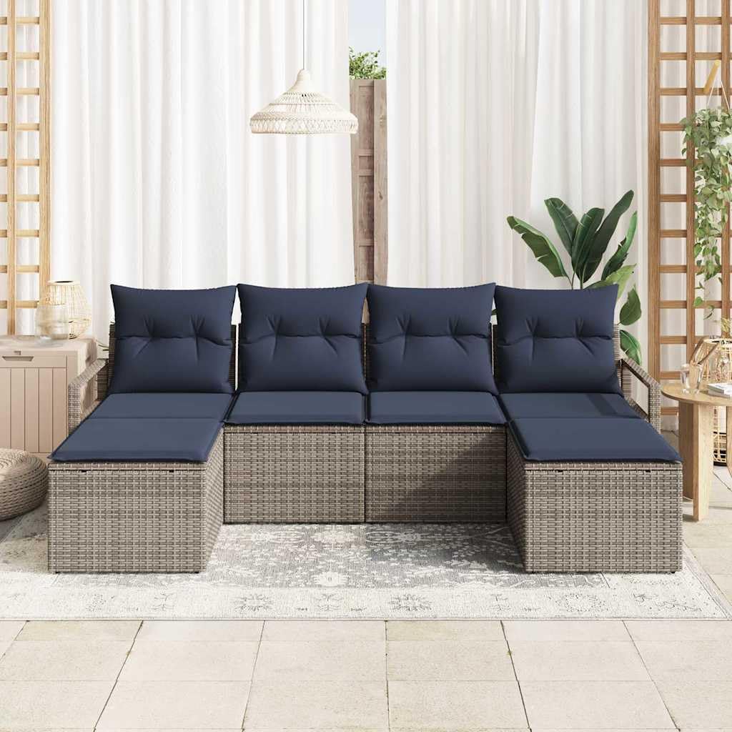 polirattan ognioodporny taras ogród modułowy zestaw szary 230 x 117 x 85 cm