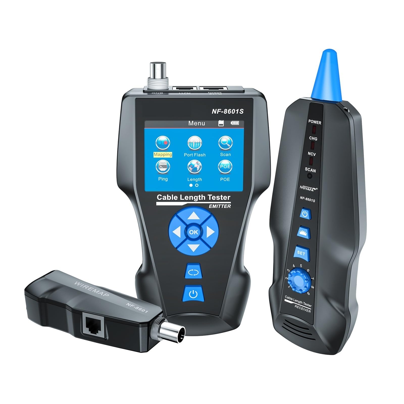 Cable Tracker, Cable Tester Network Tracker with PoE/PING Function LAN Measure Length Wiremap