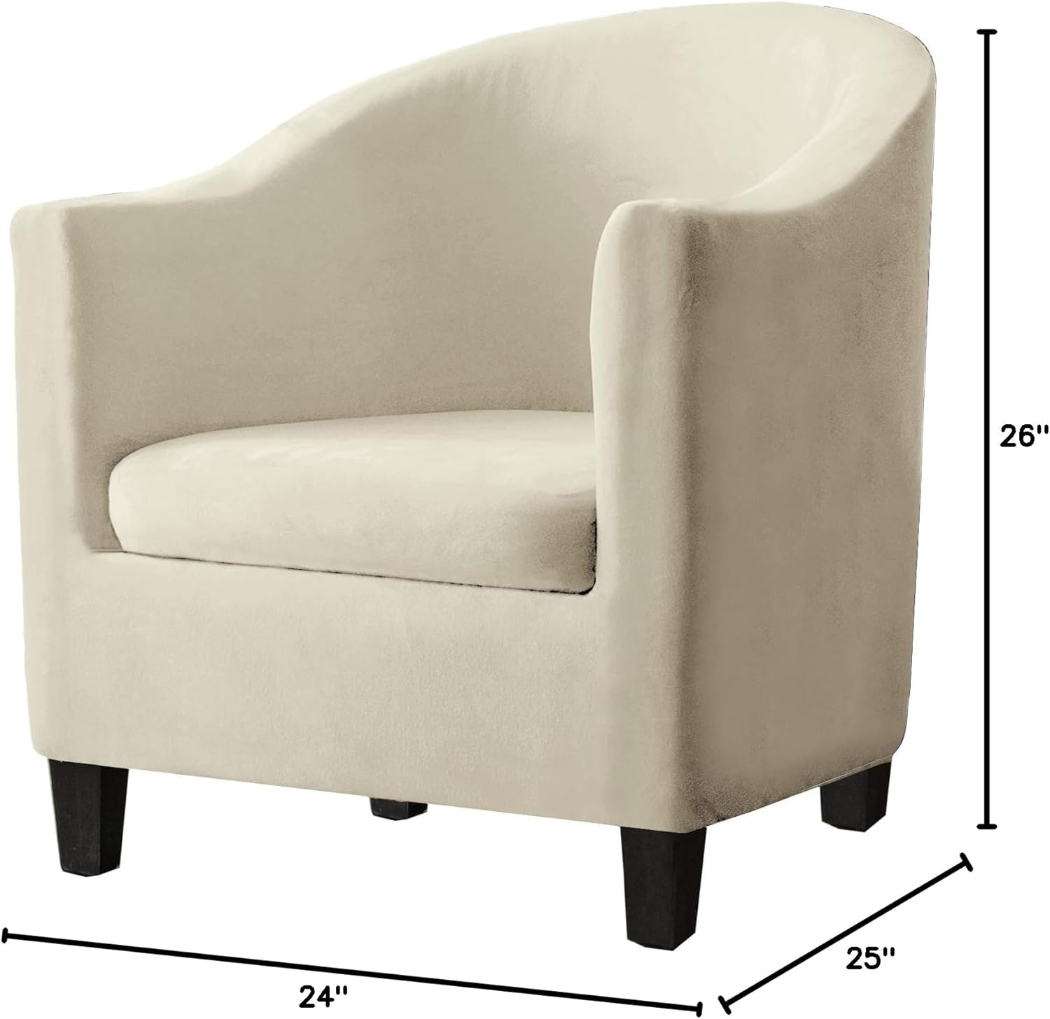 2 Piece Velvet Tub Chair Covers for Armchairs,Spandex Tub Chair Slipcovers,Stretch Tub Chair Slipcover Furniture Protector Cover Sofa Slipcover for Tub Chair (Beige, 1)