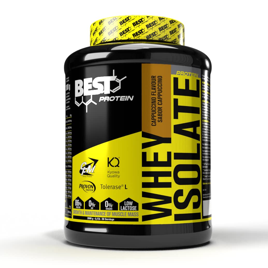 BEST PROTEIN Izolat serwatki WHEY ISOLATE 100% PROMIKO CFM® | Wskaźnik białka 90% | Z glutaminą AJINOMOTO® i enzymami trawiennymi TOLERASE®