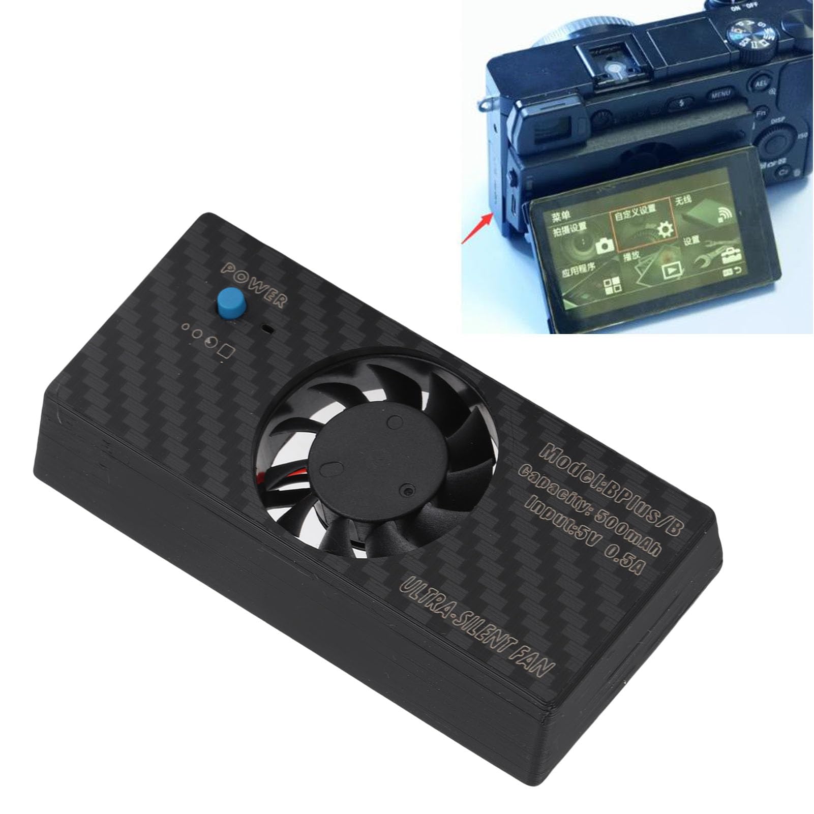 Lazmin112 Ventilador de Refrigeración para Cámara, Sistema de Refrigeración Externo para Cámara de 3 Velocidades, para A7M3 A7R4 A7RIII A7III A9II A6300 A6400 A6600 A6500 RX100 NEX