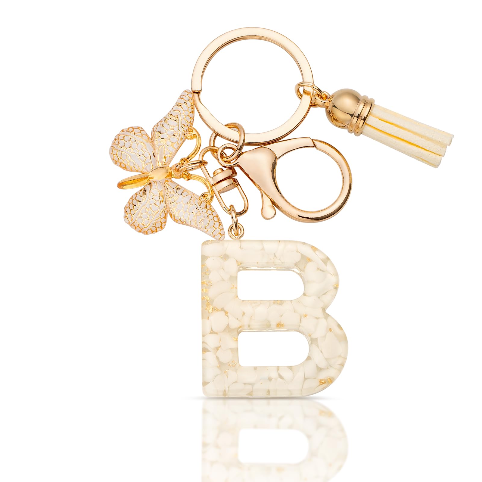MORSUNBELA Schlüsselanhänger Buchstabe Mädchen Geschenke Schlüsselanhänger mit Buchstaben Anfangsbuchstabe Schmetterling Keychain Letter für Frauen Damen