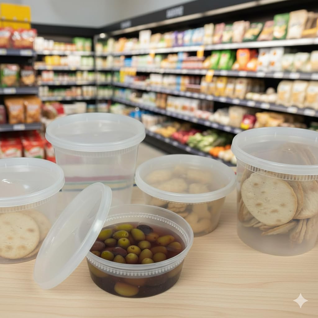 8oz Deli Containers with Lids (Pack of 240), Recyclable Polypropylene, Microwavable, Heat Resistant (8)