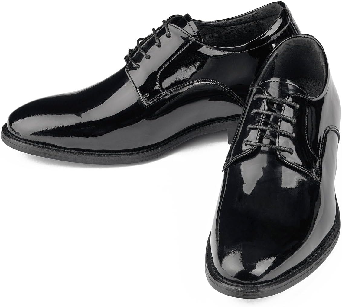 CALTO Men's Invisible Height Increasing Elevator Shoes - Black Patent Leather Lace-up Formal Dress Oxfords - 2.8 Inches Taller - Y7401 - Size 9 D(M) US - Image 5