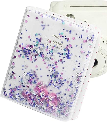 Miniatura 9 de Mini álbum de fotos, cuentas de arena movediza, 64 bolsillos, 3 pulgadas, mini álbum de fotos para fotos de cámara Instax (azul)