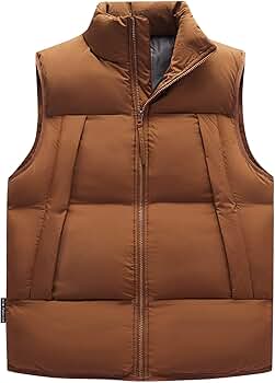 ジャケット・アウター Brown Short Puffer Down Vest Brown Womens Puffer Vest