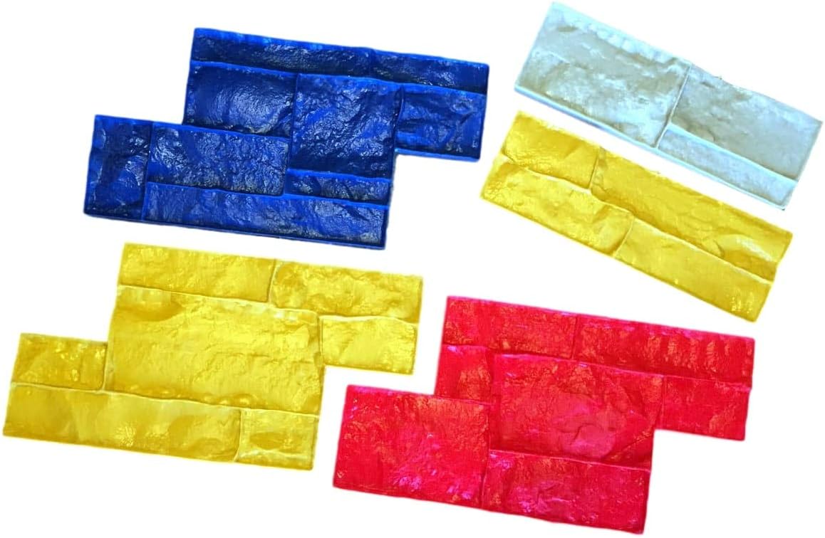 Majestic Stack Stone Vertical Concrete Stamps by Walttools for Walls, Fireplaces, Hardscapes, Seatwalls, etc. Sturdy Tools with Realistic Detail and Natural Texture (5 Piece Set - Series 1)