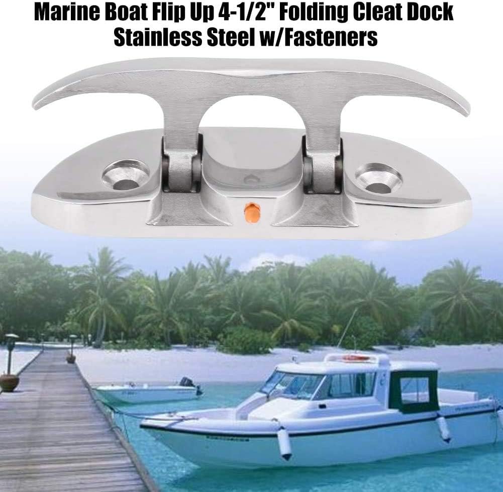 ISURE MARINE Boat2 Pcs Folding Cleat 4-1/2" Flip-up Dock Cleat Marine Grade 316 Stainless Steel with Screws